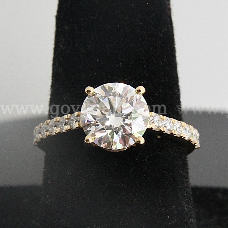 2.10 Carat Weight Lab Diamond Pave Ring IGI Certified