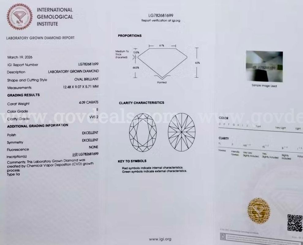 14K 4.09 CT Lab Grown Diamond Ring with IGI Report