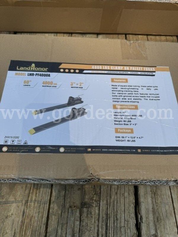 LandHonor LHR-PF4000A Clamp-On Pallet Forks — 60" — 4,000 lb Capacity — Brand New/Unused