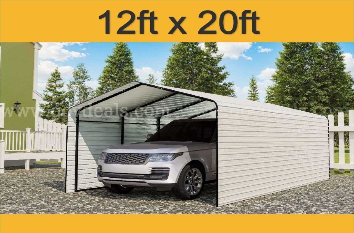 NEW/UNUSED — SDLC 12FT x 20FT HIGH-END CARPORT (FULLY ENCLOSED STEEL SHELTER)