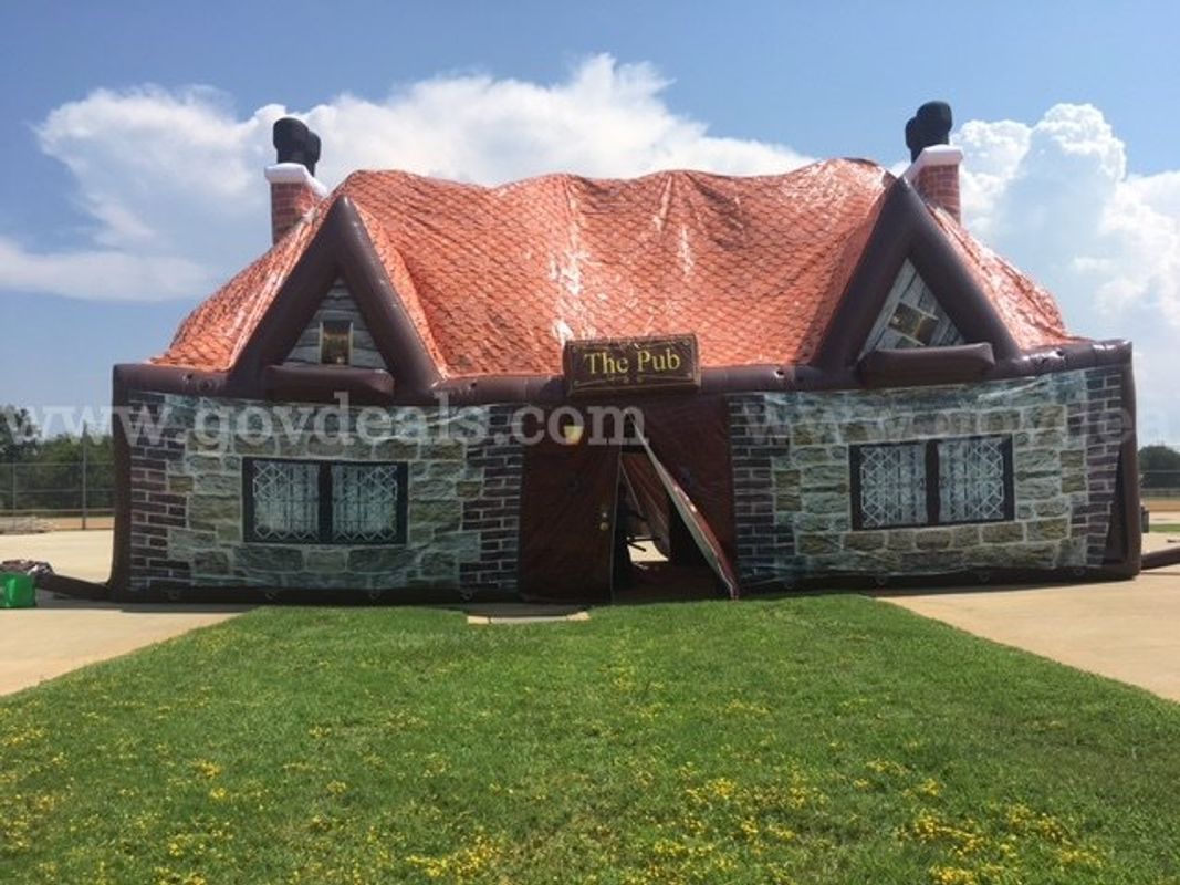 Airquee "Double-Modular" Hogshead Inflatable Pub - Includes (2) Metal Frames & (4) Blowers