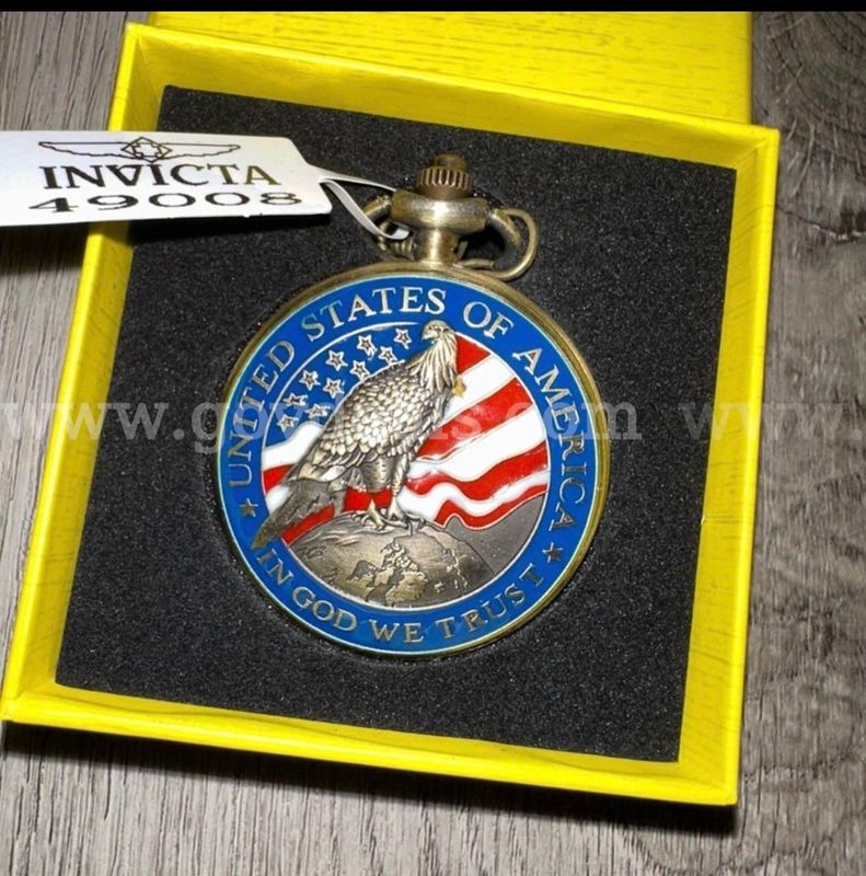 Invicta 49008 Vintage Pocket Watch Collection – Patriotic Eagle Edition (NIB)