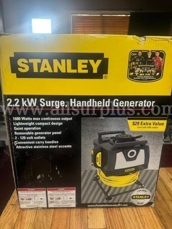 Stanley G2250S 2250-Watt Portable Gas Generator – 5 HP – 25 FT Cord, NEW IN BOX
