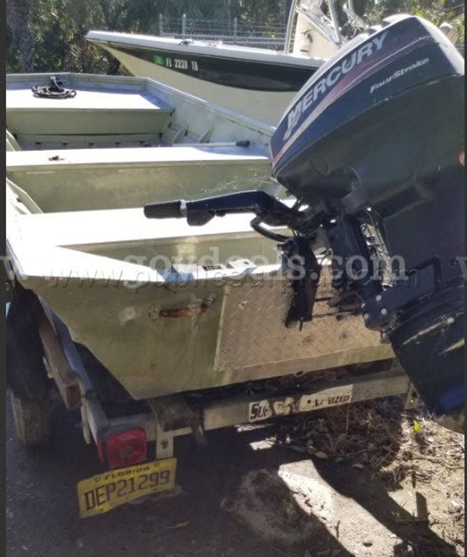 1991 Grumman 15 Ft Jon/John Boat With 2000 Mercury 15 Hp 4-Stroke And 2007 Trailer