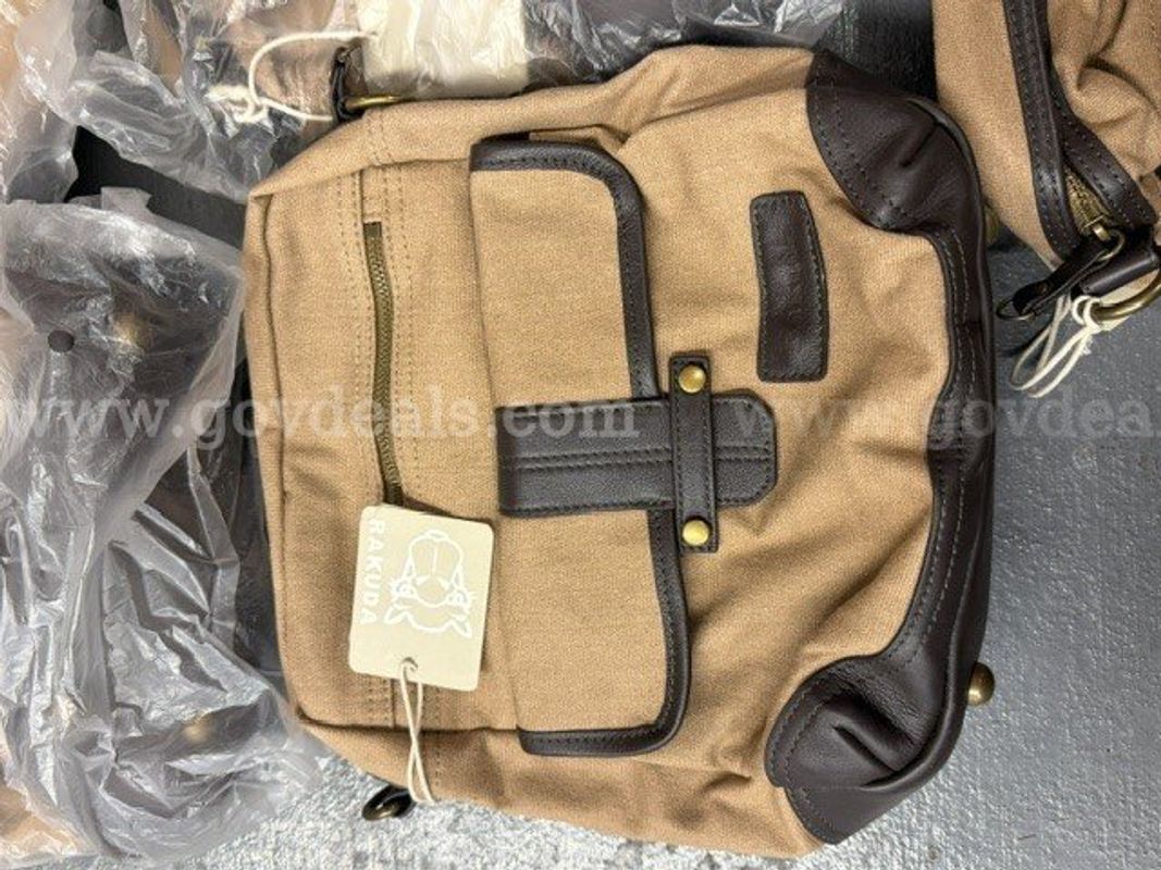 Rakuda High Quality Vintage Cross - Body Canvas Leather Travel Satchel (Tan) 5- PACK