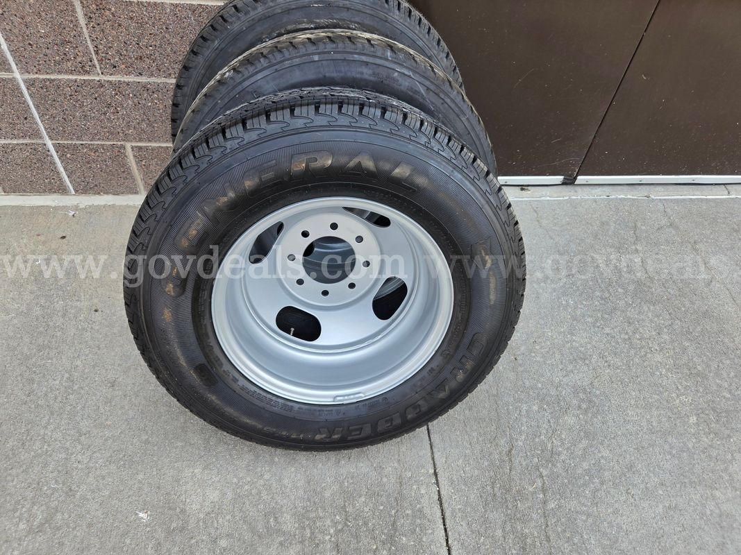 Lot of 3 LT225/75R16 Spare Tires with 8-Lug Steel Wheels