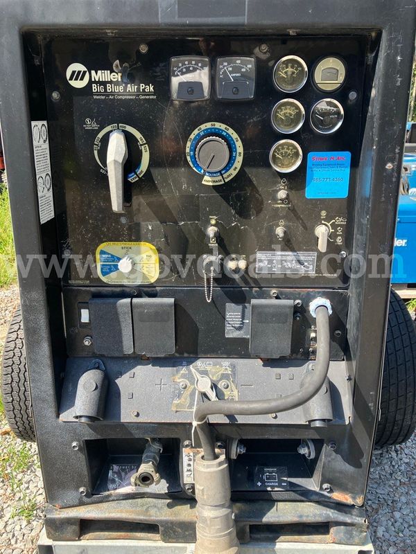 2013 Miller Big Blue 500 Pro Air Pak diesel welding machine with built in Air Compressor and Galvanized Trailer