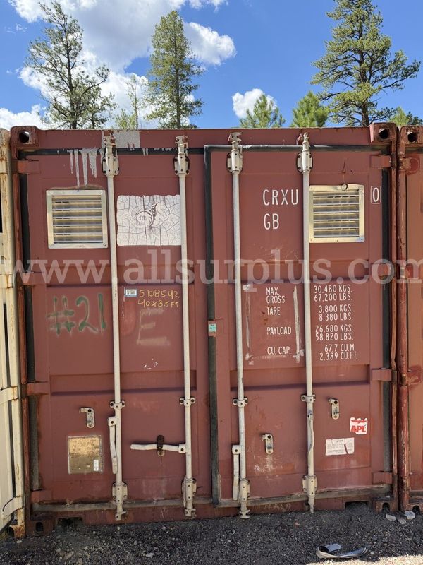 Shipping Container 40ft x 8.5ft x 8ft, With Contents, Qty 1.