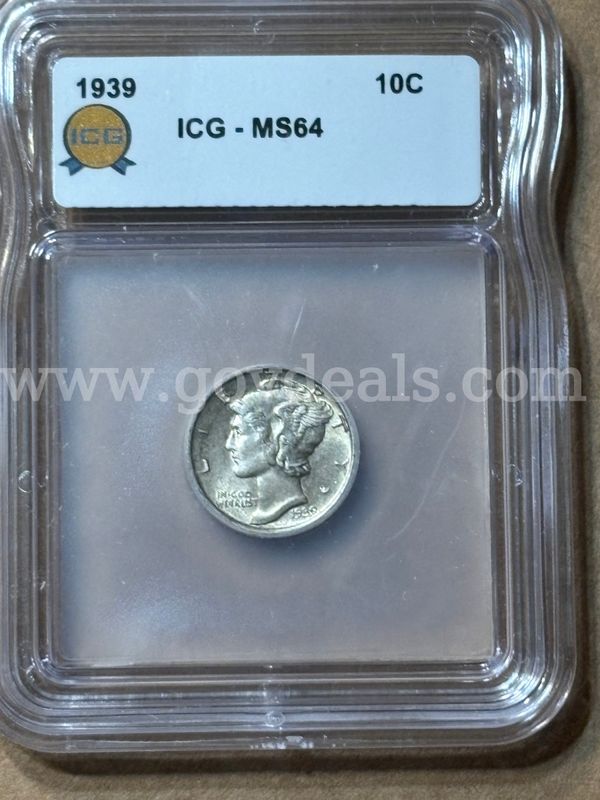 1939 graded mercury dime