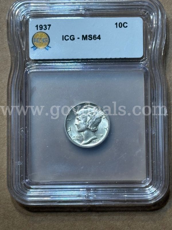 1937 graded mercury dime