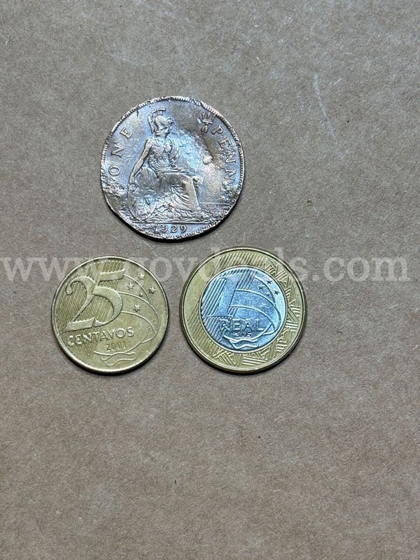 25 centavos & 1 real & one Georgivs penny