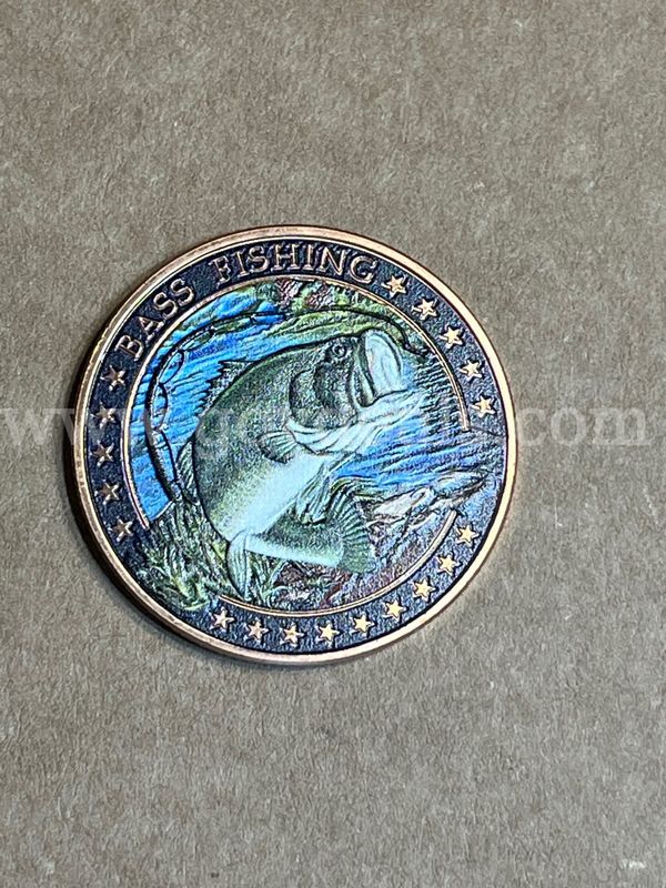 Bass fishing .999 copper ounce