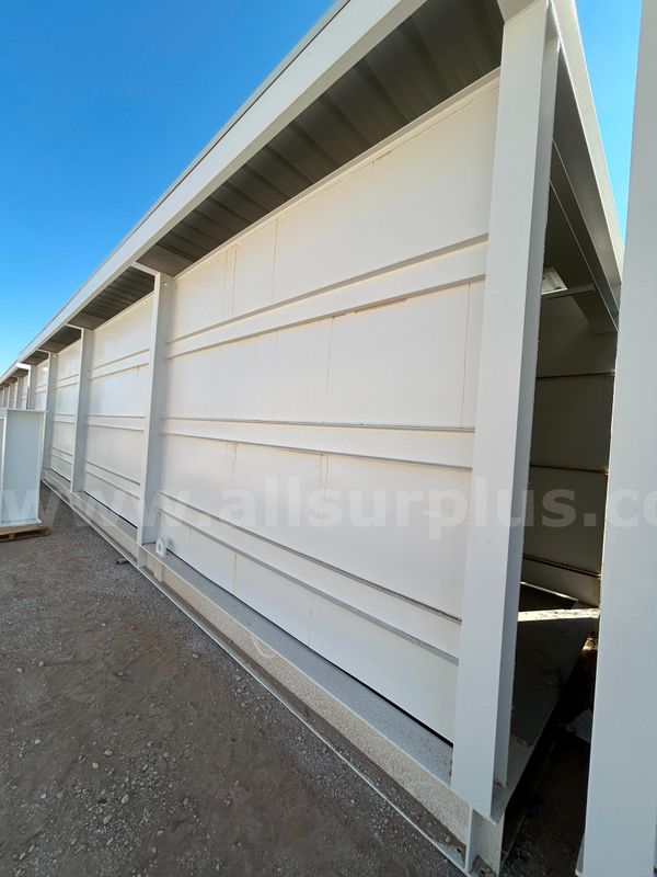 PDC Steel Building, 54ft-7in L x 10ft W x 12ft-4in H, w/ Stand, Platform, Stairs, Unused