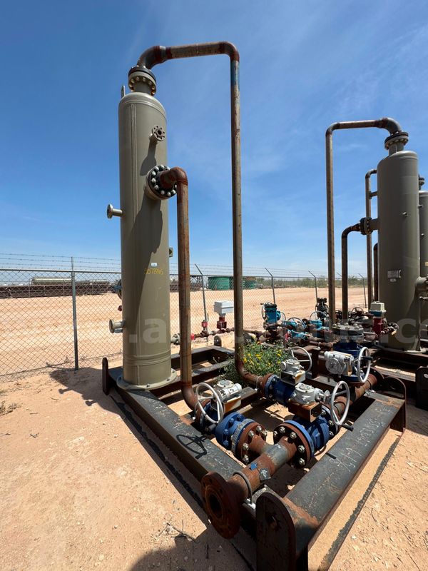 Gas Scrubber, Vertical 2 Phase, 1440psi, 24in x 10ft, Skidded, Unused, Qty 1