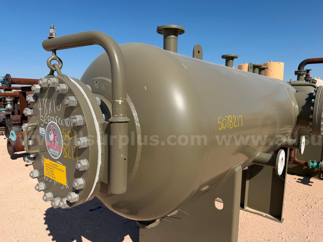 Separator, Horizontal, 3 Phase, 250psi, 4ft x 10ft, Dragon, Unused, Qty 1