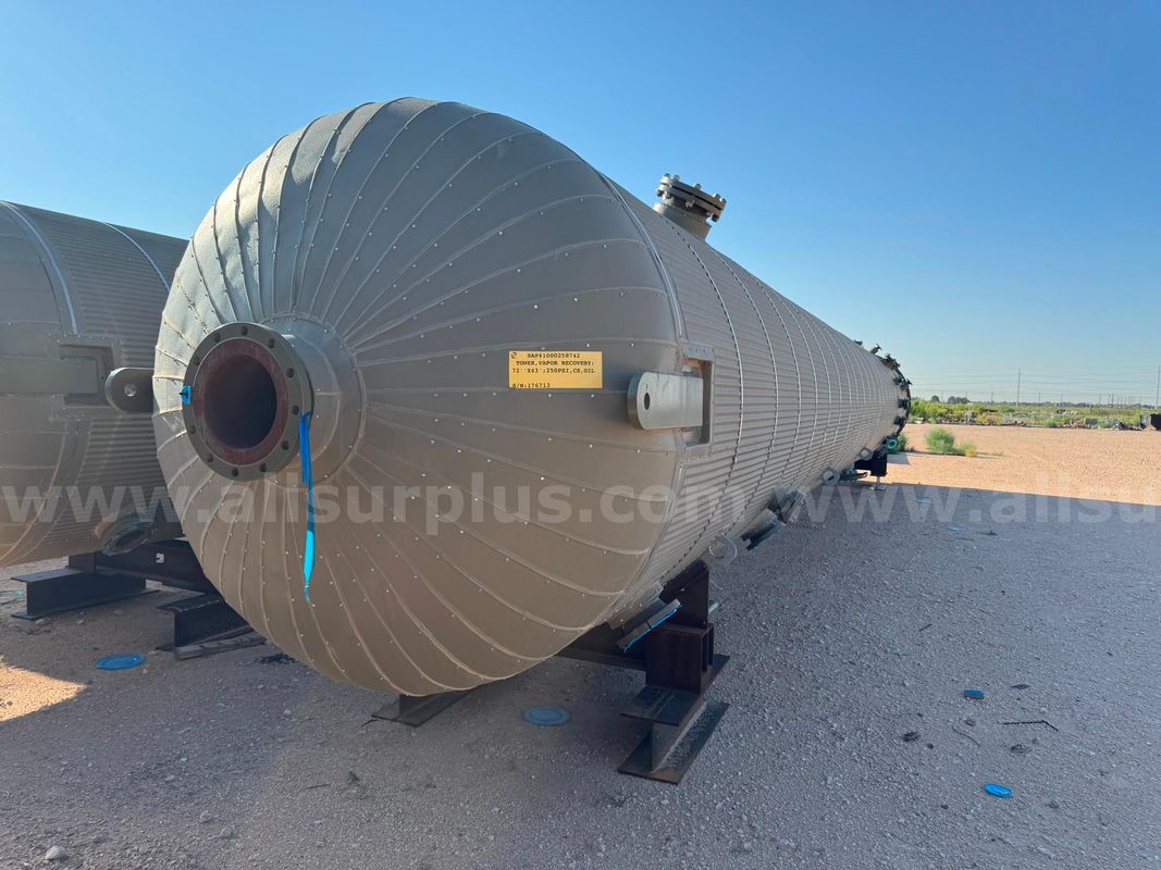 Vapor Recovery Tower, 72" x 43' S/S, 250psig @ 212F, Oil, Qty 1, Unused