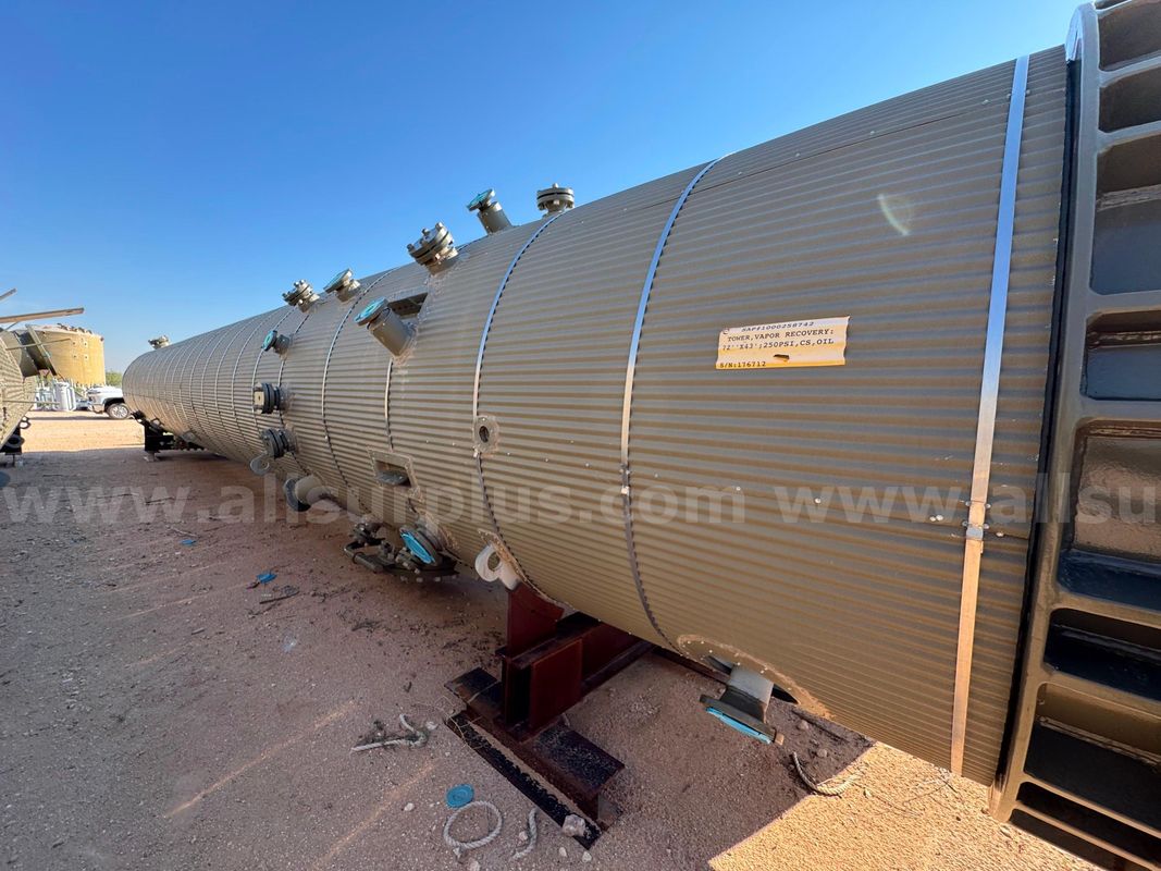 Vapor Recovery Tower, 72" x 43' S/S, 250psig @ 212F, Oil, Qty 1, Unused