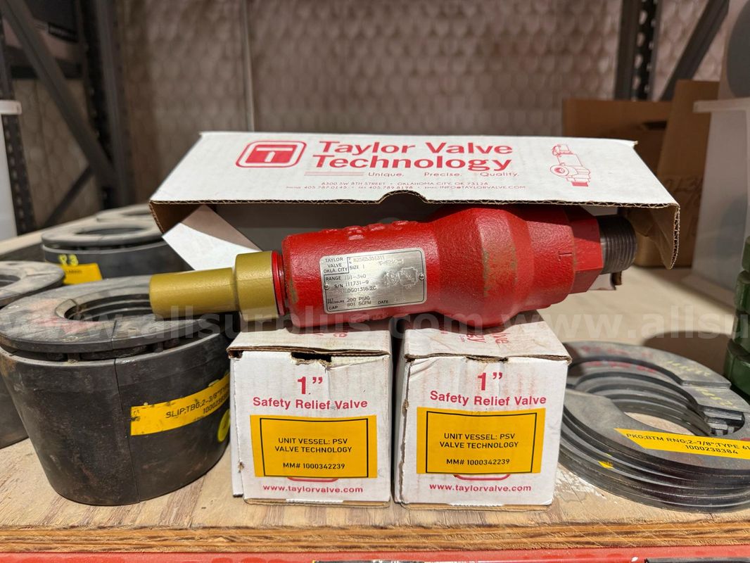 Valve, 1in Safety Relief Valve, 200psi, 801 SCFM, Taylor 8250, Qty 3