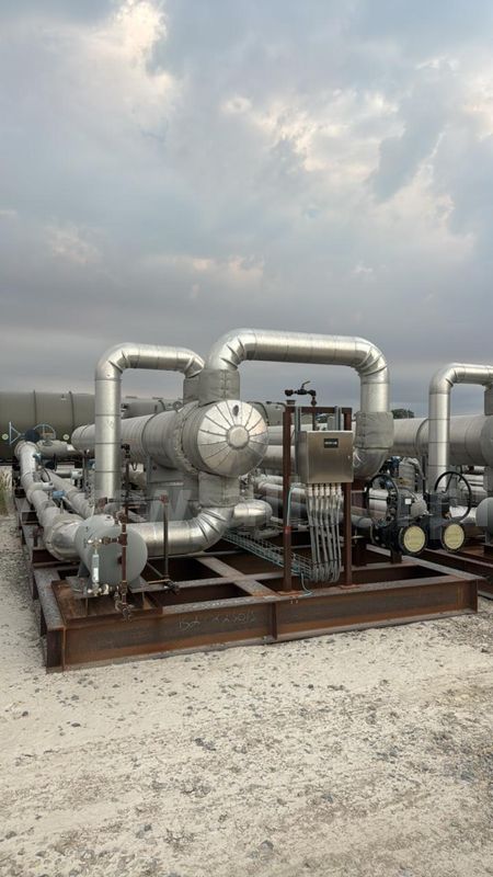 Heat Exchanger, Shell and Tube Hot Oil Economizer Skid, 250psig, 24” x 354”, 2058.4 sqft Area