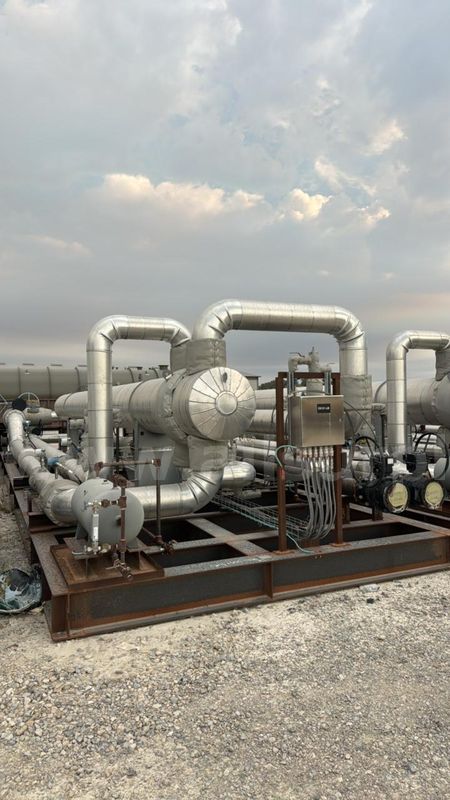 Heat Exchanger, Shell and Tube Hot Oil Economizer Skid, 250psig, 24” x 354”, 2058.4 sqft Area