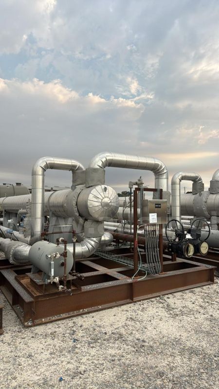 Heat Exchanger, Shell and Tube Hot Oil Economizer Skid, 250psig, 24” x 354”, 2058.4 sqft Area