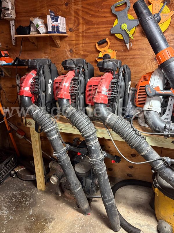 A Lot of 3 Red Max Backpack Blowers