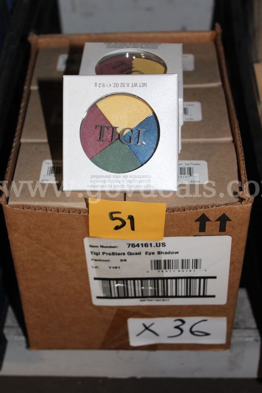Tigi Cosmetics 764161 High Density Quad Eyeshadow Prostars Colors .32Oz, lot has 36 units.