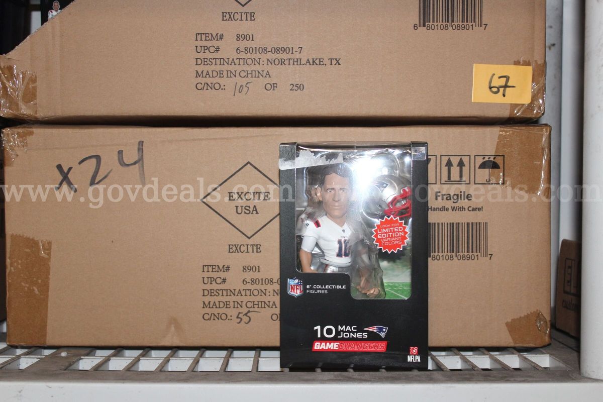 Brand New Excite Nfl 6" Collectible Figurine, New England Patriots #10 Mac Jones #890, lot has 24 units.