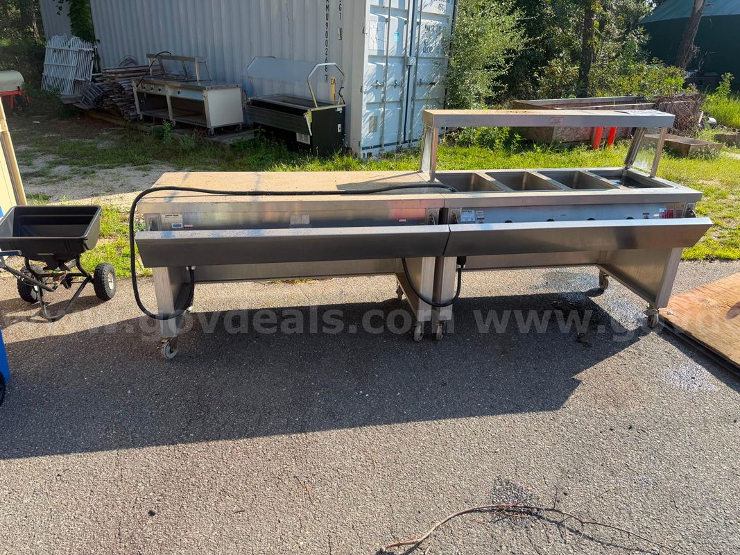 Servolift 4 well steam table with display case