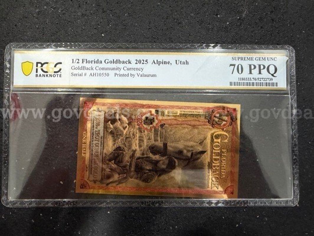 Graded PCGS 70PPQ 1/2 Florida Goldback