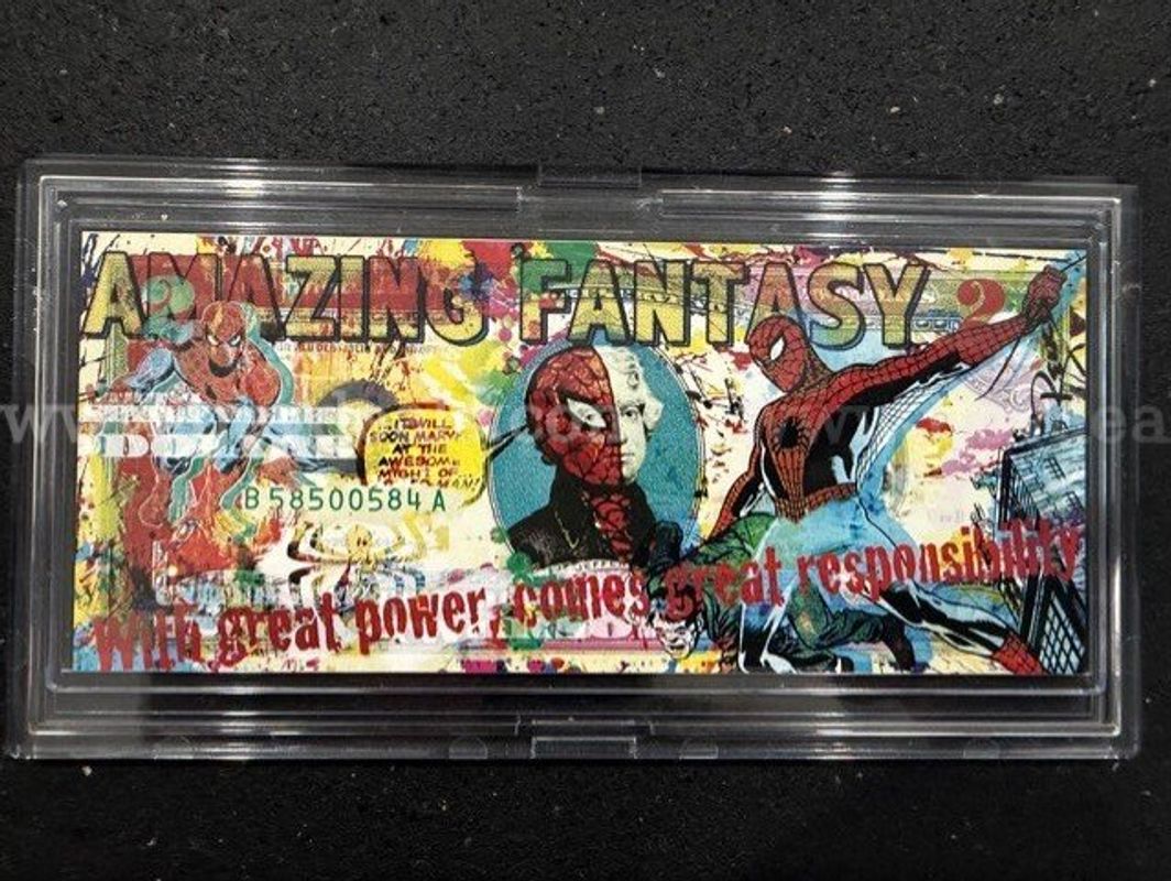 Hand Signed Rency Spiderman Art Note