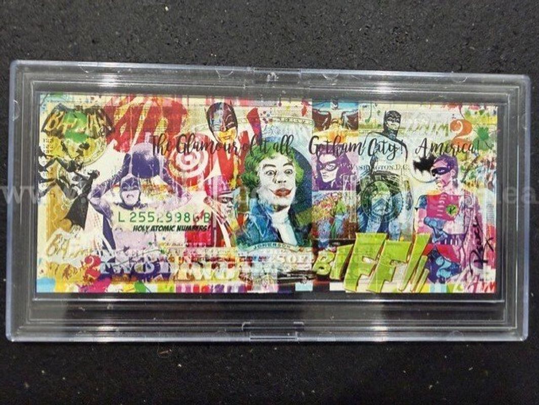 Hand Signed Rency Vintage Batman Art Note
