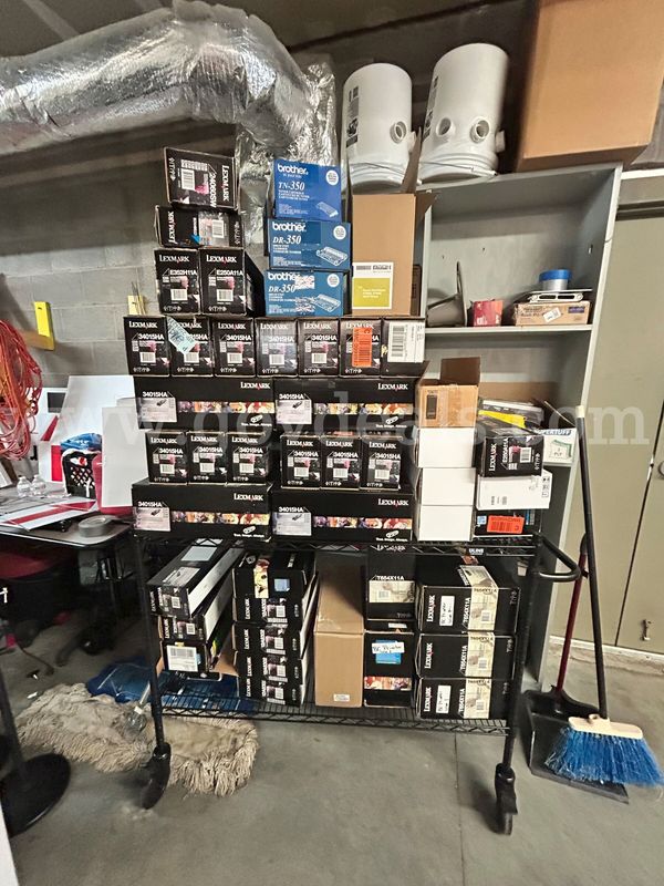 1 Lot of (36) Lexmark and Brother Printer Consumables Lot - See Attached List ***WIRE CART NOT INCLUDED***