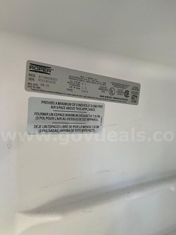 White Roper Whirlpool Refrigerator and Freezer