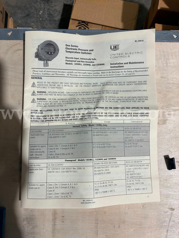 United Electric - One Pressure Transmitter