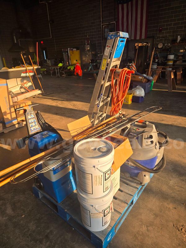 Cleaning Equipment, Rug Doctor, Buffer, Shop vac, Ladder, dust mops