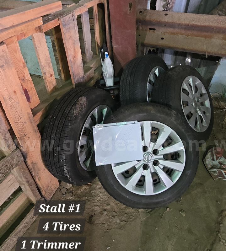 Miscellaneous items including 4 tires