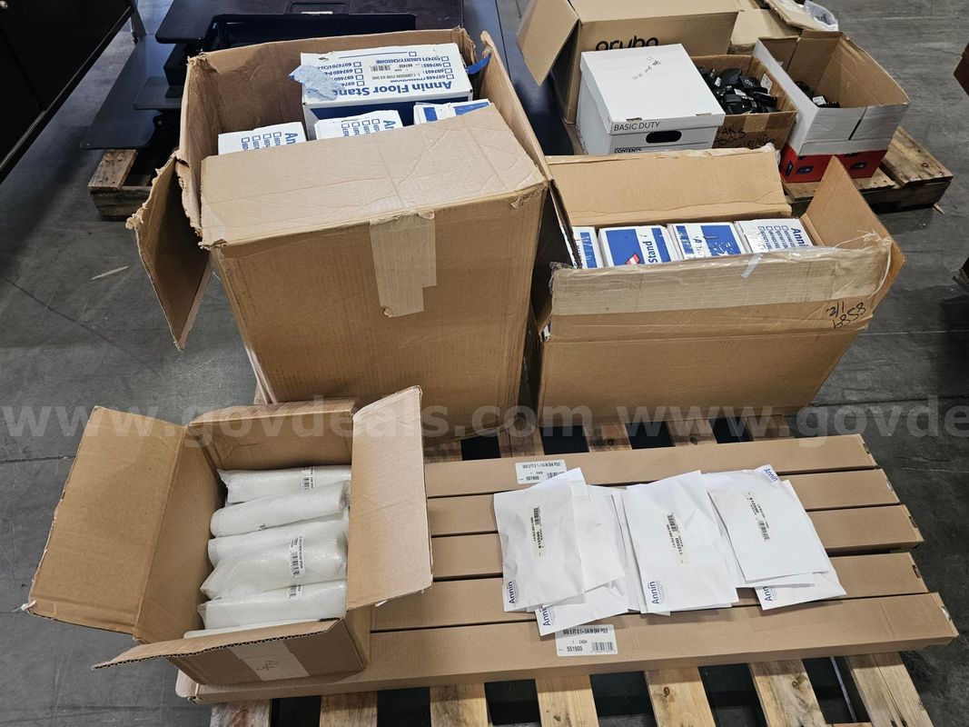 (ONE) PALLET OF FLAG STANDS AND OAK FLAG POLES (NO FLAGS)