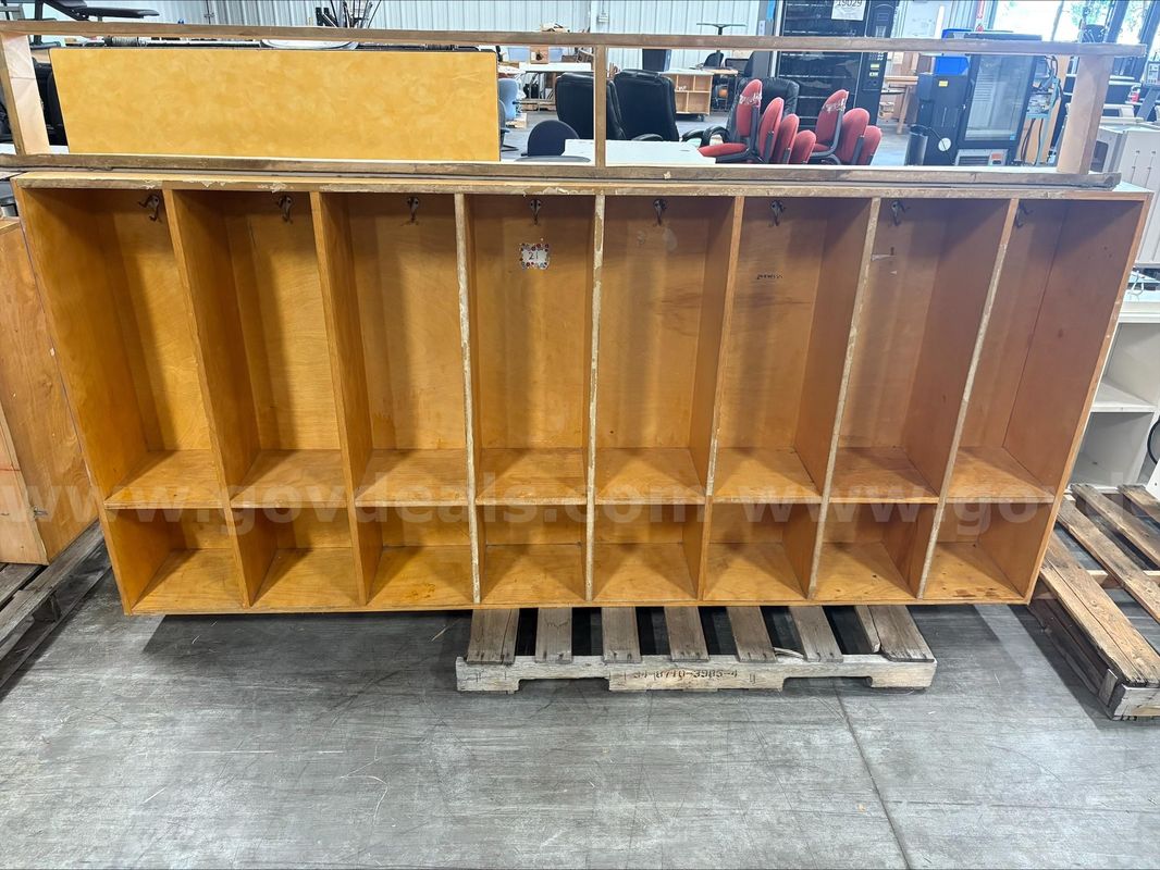 WOODEN LOCKERS (96IN L X 12IN D X 44IN H)