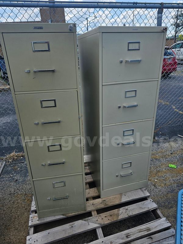 (2) METAL FILE CABINETS WITH KEYS (FOUR DRAWER)