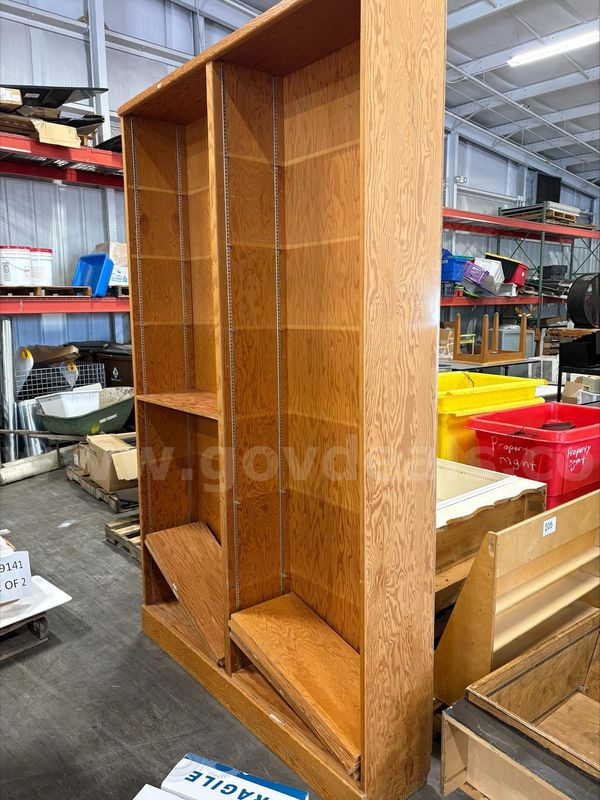 WOODEN BOOKCASE (60IN L X 12IN W X 96IN H)