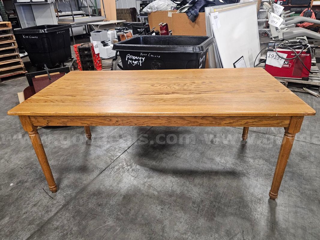 WOODEN TABLE (72IN L X 36IN W X 30IN H)