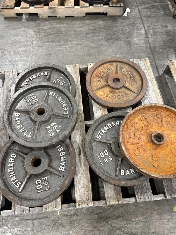 WEIGHT PLATES ( 4 -100 AND 2 - 45 ) (1 of 4)