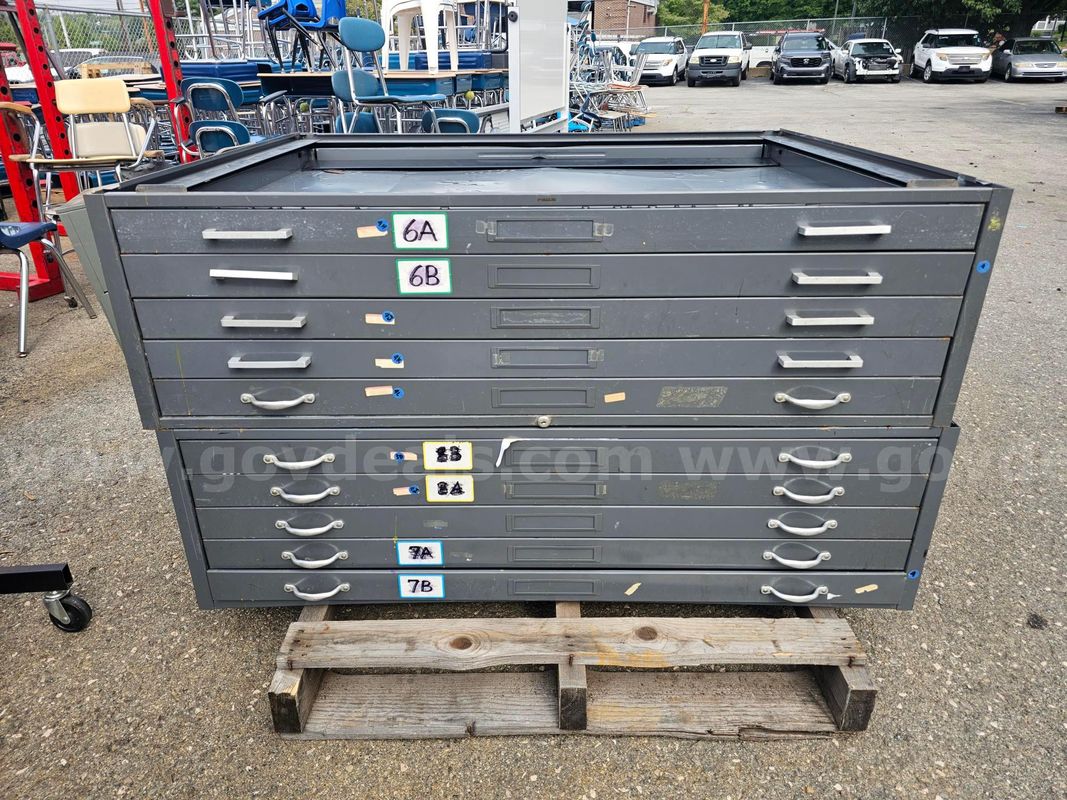 METAL MAP CABINET (NO KEY) (54IN L X 32IN W X 31IN H)