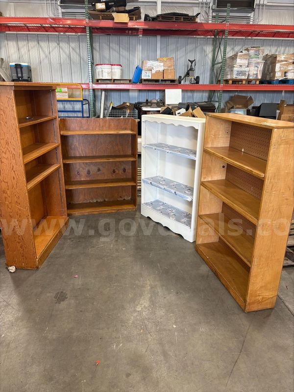 (4) WOODEN BOOK SHELVES