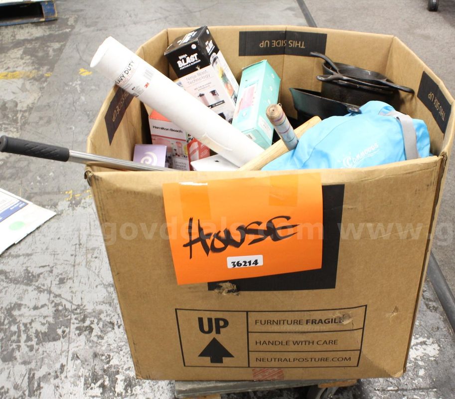1 Box of Assorted Items/Household/Etc., #36214, **PICK UP ONLY**BOX NOT INCLD**