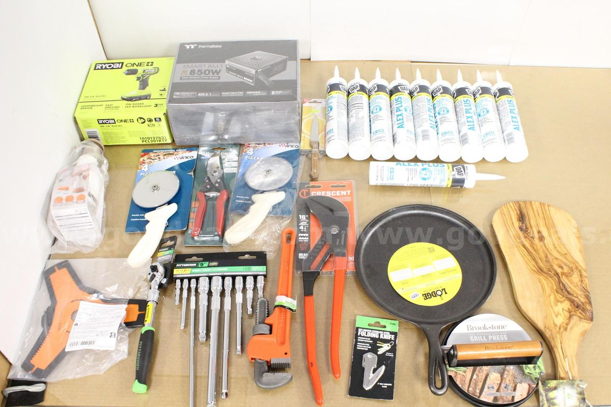 1 Box of Assorted NEW or Lightly Used Items/Tools/Household/Etc., #36259, **PICK UP ONLY**