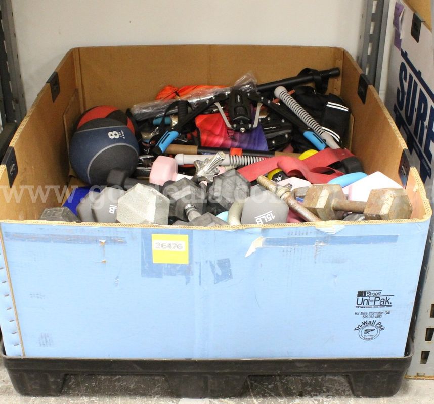 Assorted Weights/Dumbbells/Apparatus/Parts/Etc., #36476, **PICK UP ONLY**TOTE NOT INCLUDED**