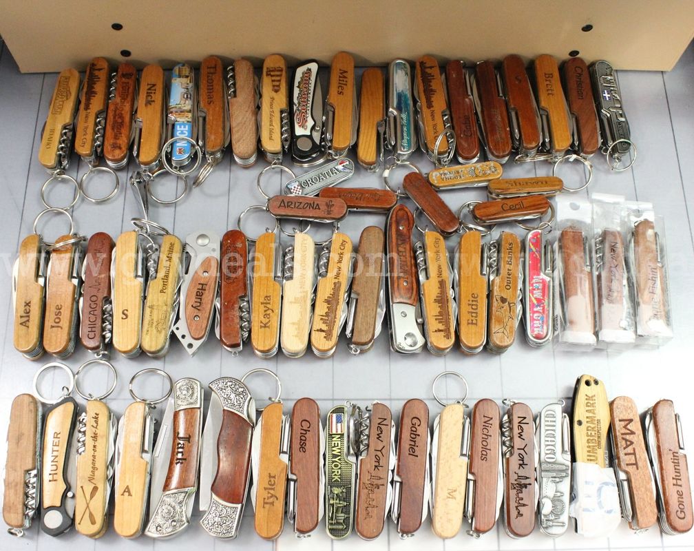 Approximately 12 lbs. of Assorted Title/Name/Location/Etc. Knives, #36488