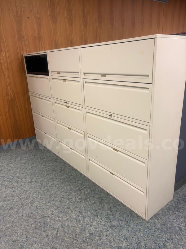9 Haworth beige filing cabinets